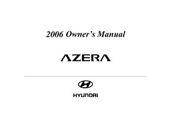 2006 Hyundai Azera Owner's Manual