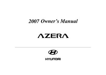 2007 Hyundai Azera Owner's Manual