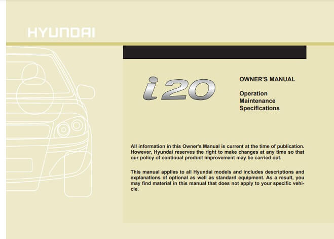 2008 Hyundai I20 Owner's Manual