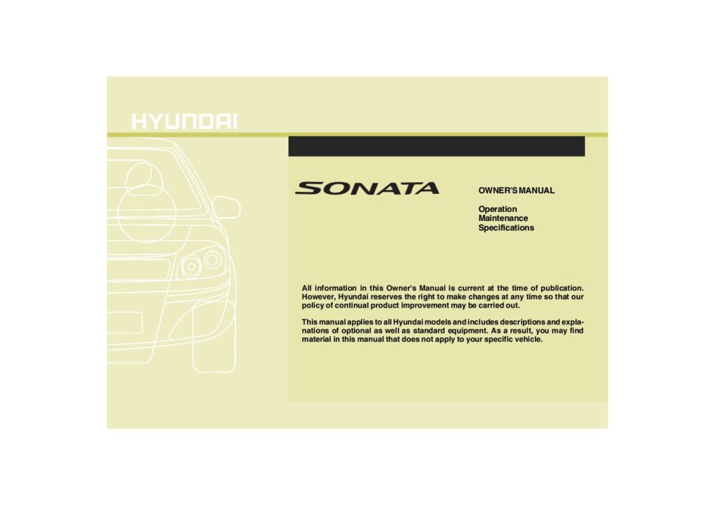 2009 Hyundai Sonata Owner's Manual