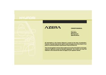 2010 Hyundai Azera Owner's Manual