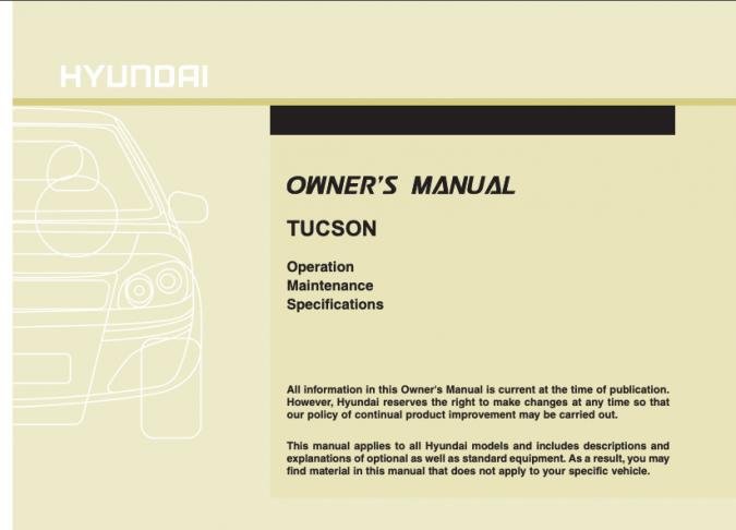 2010 Hyundai Tucson Owner's Manual