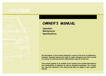 2013 Hyundai Azera Owner's Manual
