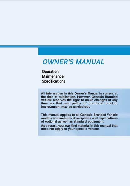 2018 Hyundai Genesis G90 Owner's Manual