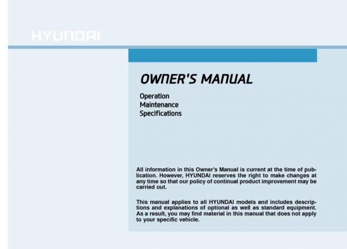 2019 Hyundai Nexo Owner's Manual
