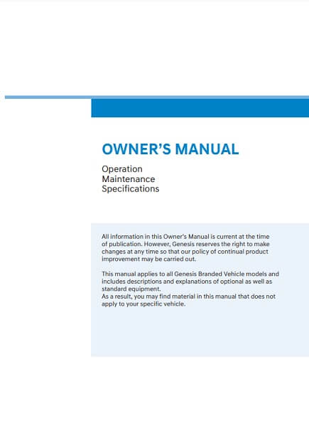 2020 Hyundai Genesis G80 Owner's Manual