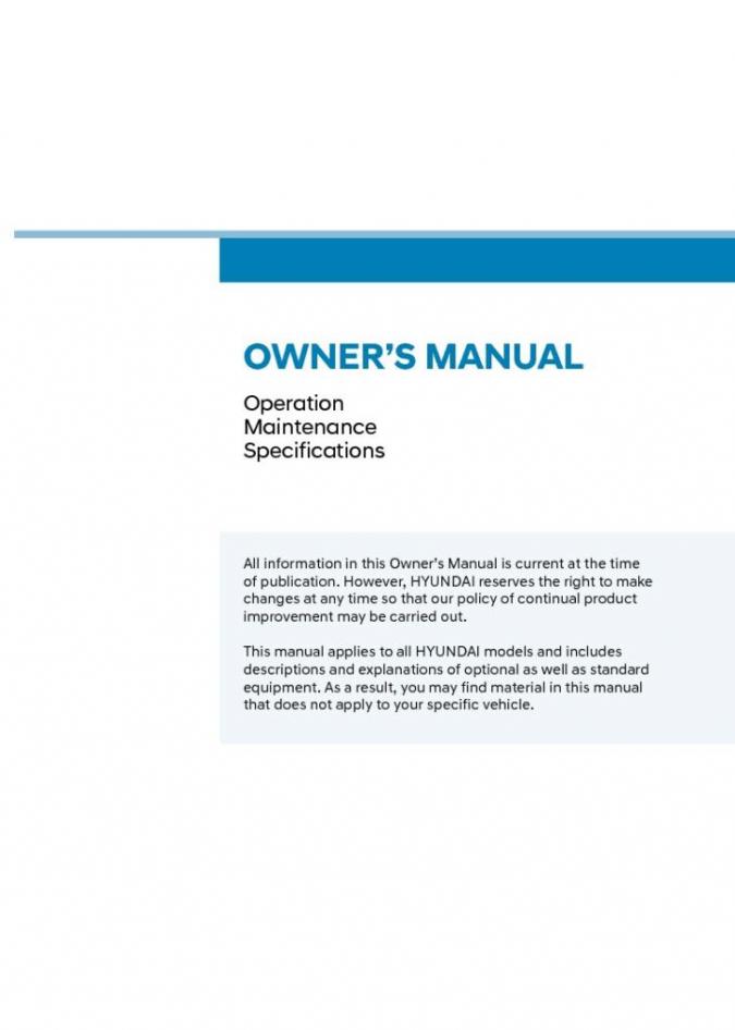 2020 Hyundai Venue Owner's Manual