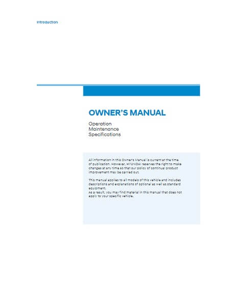 2022 Hyundai Santa Cruz Owner's Manual
