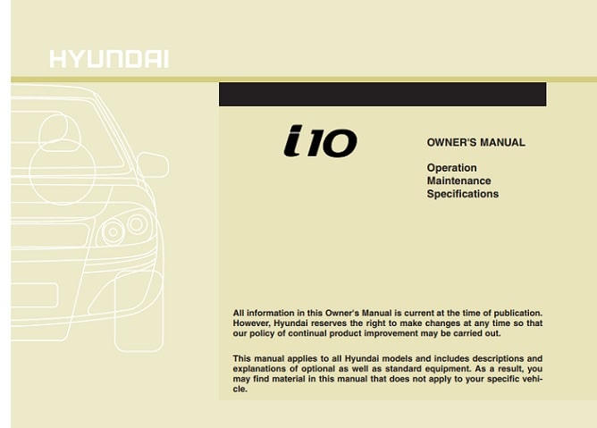 2007 Hyundai I10 Owner's Manual
