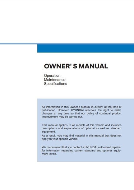 2022 Hyundai i10 Owner's Manual