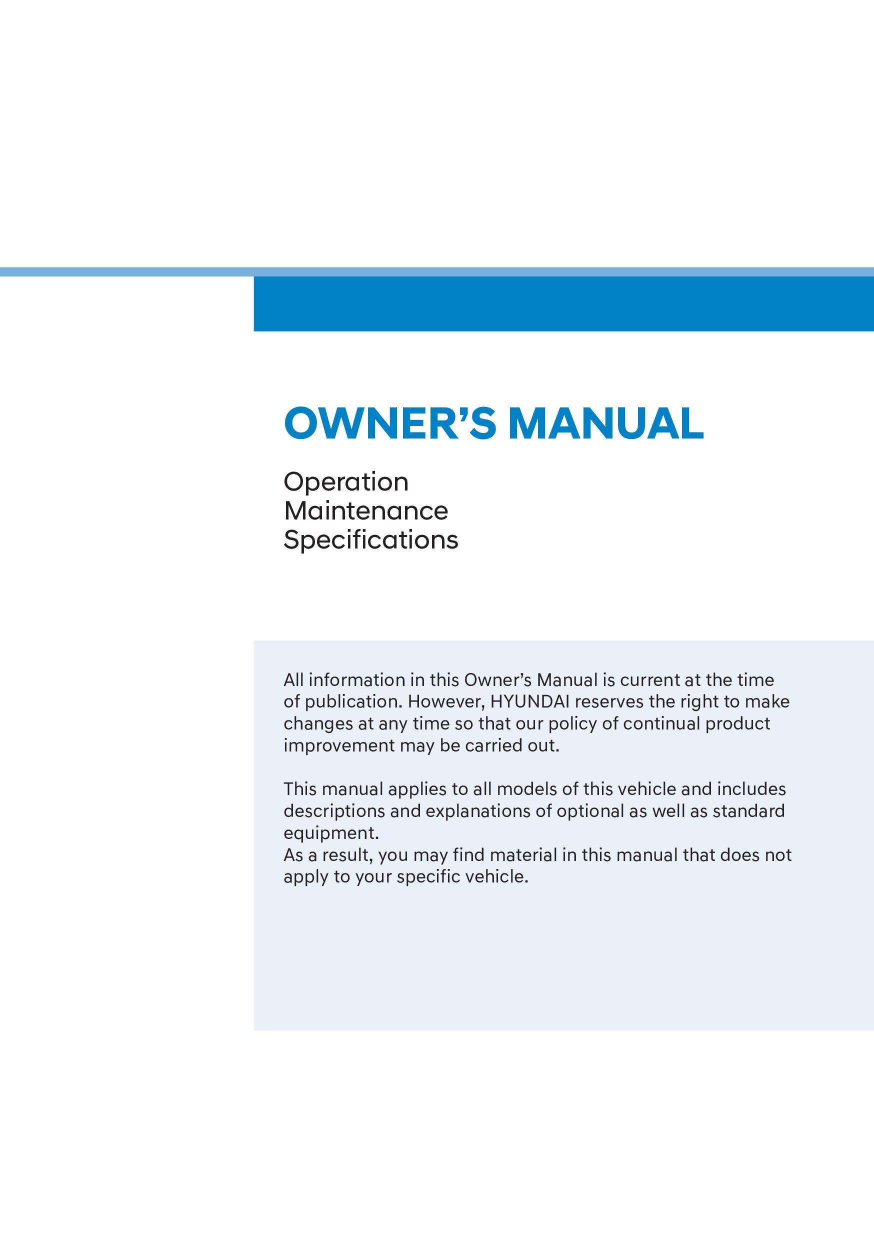 2024 Hyundai Tucson Owner's Manual